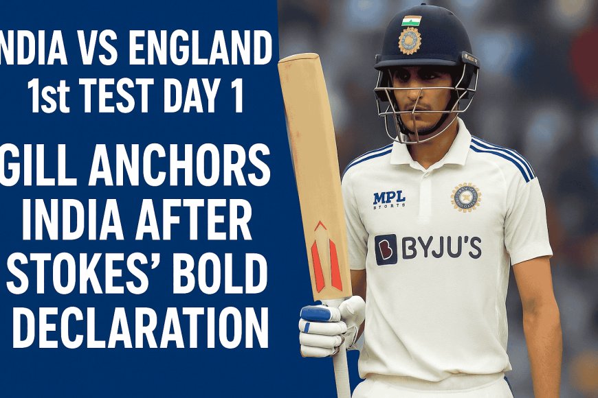 India vs England 1st Test Day 1: Gill Anchors India After Stokes' Bold Declaration